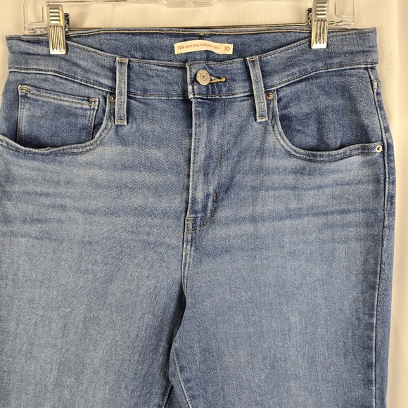 Levi's 724 High Rise Straight Crop Blue Denim Jeans Womens Size 30 - Picture 3 of 16